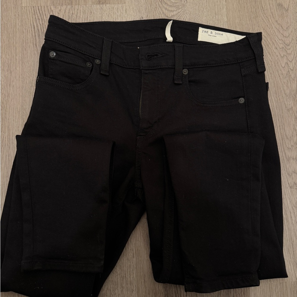 Rag & Bone Classic Black Denim Mid rise ankle skinny jeans